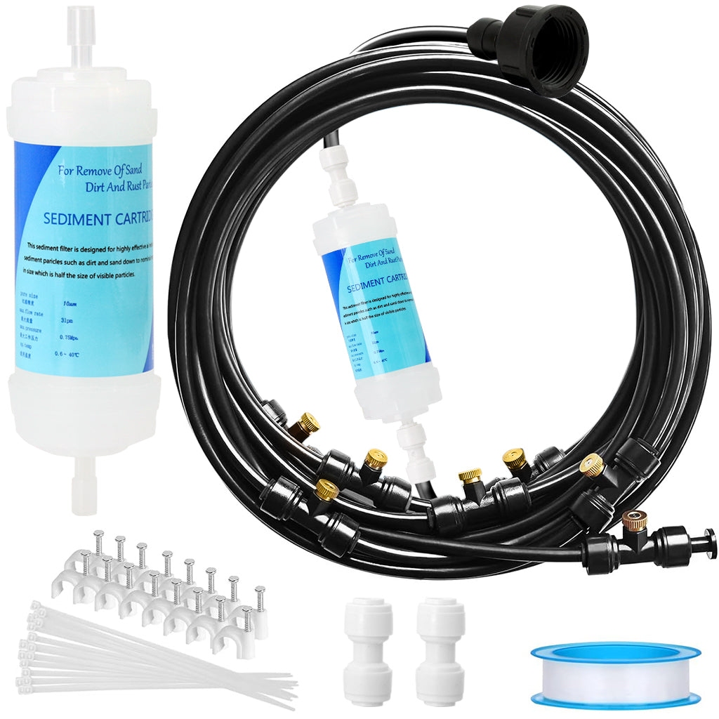HASTHIP 26FT Cool Mist Spray System with Water Filter - Automatic Garden Watering System - Garden Misting System Kit/Drip Irrigation Kit - Garden Mister Systems Kit for Outdoor Cooling, Patio, Lawn HASTHIP 26FT Cool Mist Spray System with Water Filter - Automatic Garden Watering System - Garden Misting System Kit/Drip Irrigation Kit - Garden Mister Systems Kit for Outdoor Cooling, Patio, Lawn